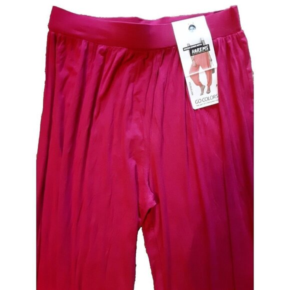 Go Colors Harem Pants Womens Small FS Fuchsia Pink Elastic Waist - Picture 2 of 6